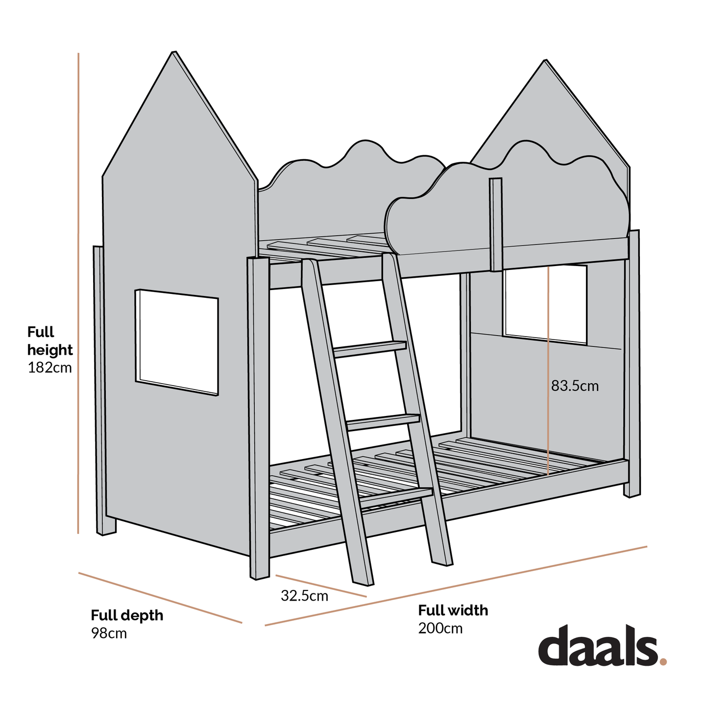 Lit superposé pour enfant Newton White en bois massif