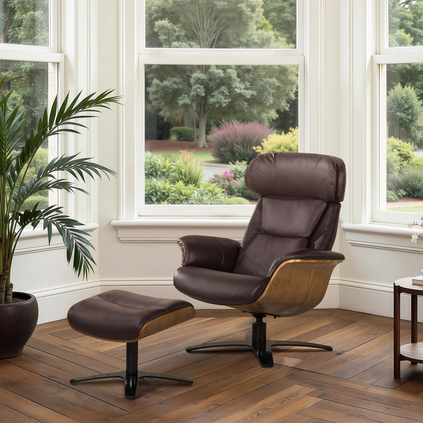 Fauteuil inclinable Jovan 31,5 en cuir véritable avec repose-pieds