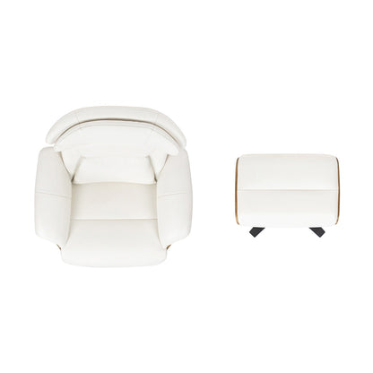 Fauteuil inclinable Jovan 31,5 en cuir véritable avec repose-pieds