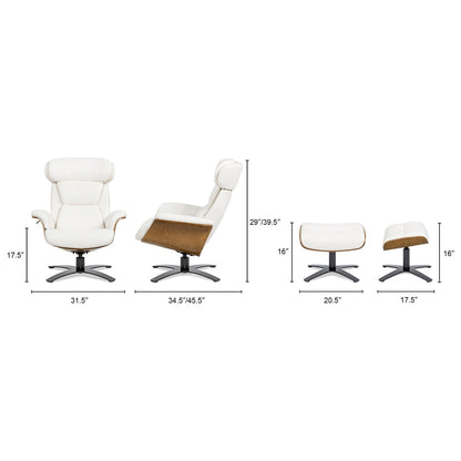 Fauteuil inclinable Jovan 31,5 en cuir véritable avec repose-pieds