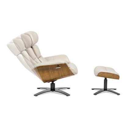 Fauteuil inclinable Jovan 31,5 en cuir véritable avec repose-pieds