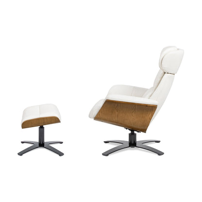 Fauteuil inclinable Jovan 31,5 en cuir véritable avec repose-pieds