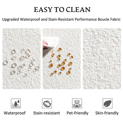 Canapé 2 places KINWELL en tissu bouclé avec coussins