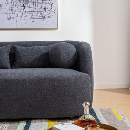 Canapé 2 places KINWELL en tissu bouclé avec coussins