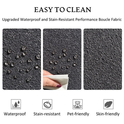 Canapé 2 places KINWELL en tissu bouclé avec coussins