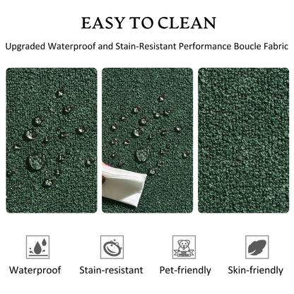 Canapé 2 places KINWELL en tissu bouclé avec coussins