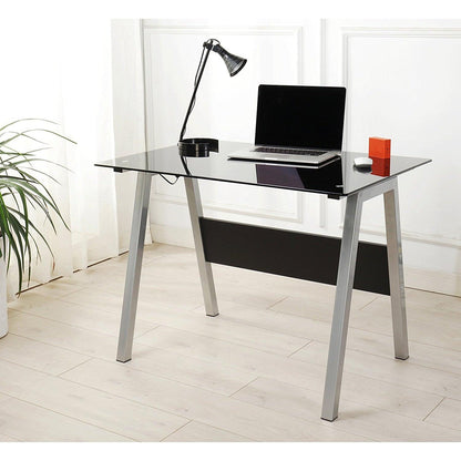 Bureau d'ordinateur avec plateau en verre trempé 100 x 70 x 75 cm, noir