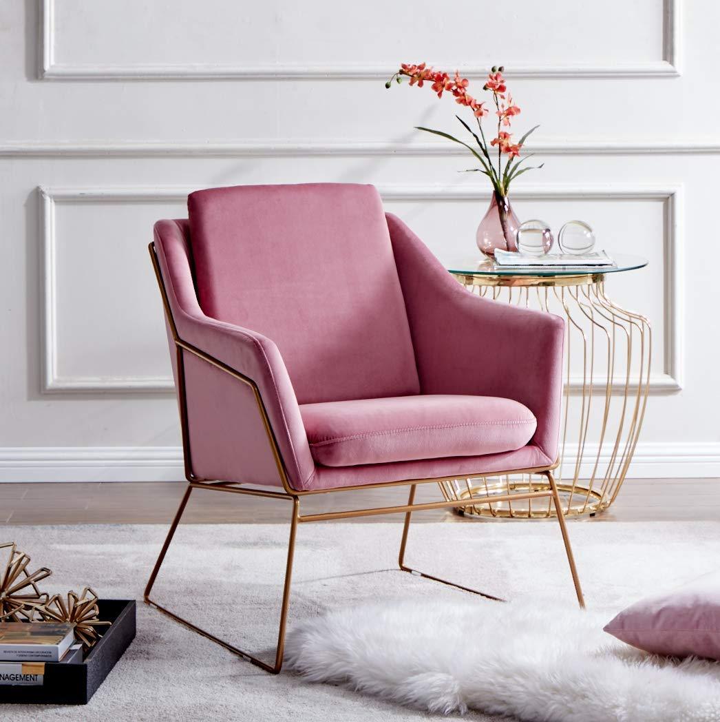 Fauteuil d'appoint Hedy en velours rose
