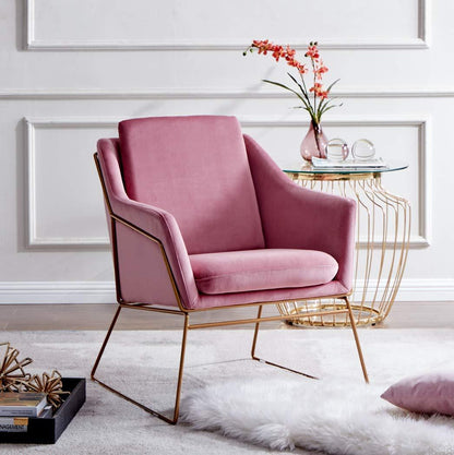 Fauteuil d'appoint Hedy en velours rose