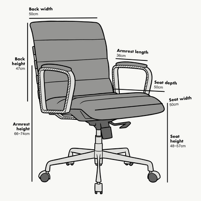 Chaise de bureau Kingston en similicuir effet vintage avec cadre chromé et base en aluminium gris