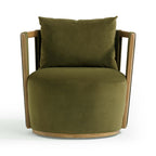 Chaise pivotante en velours vert Equinox