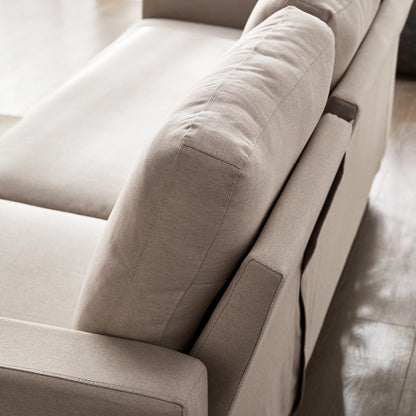 Canapé 3 places Campbell avec méridienne réversible en tissu tissé beige