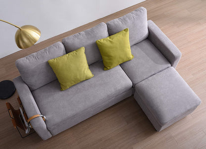 Canapé 3 places Campbell avec méridienne réversible en gris clair