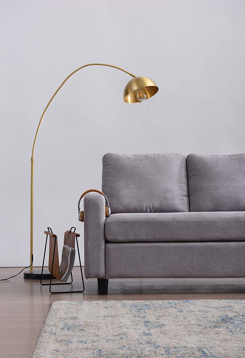 Canapé 3 places Campbell avec méridienne réversible en gris clair