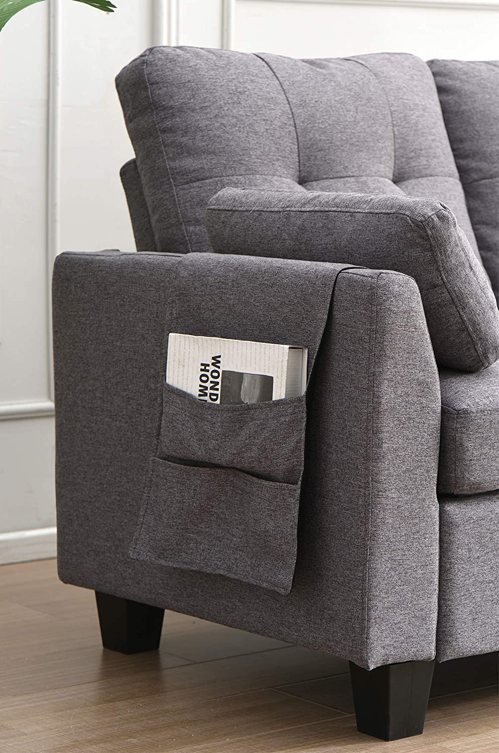 Grand canapé-lit 4 places avec rangement Brunswick en gris foncé