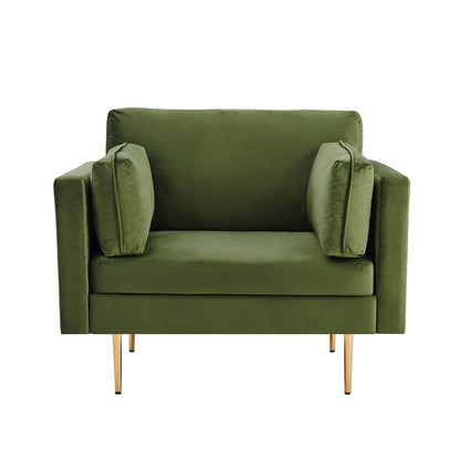 Fauteuil en velours vert mousse Pelham