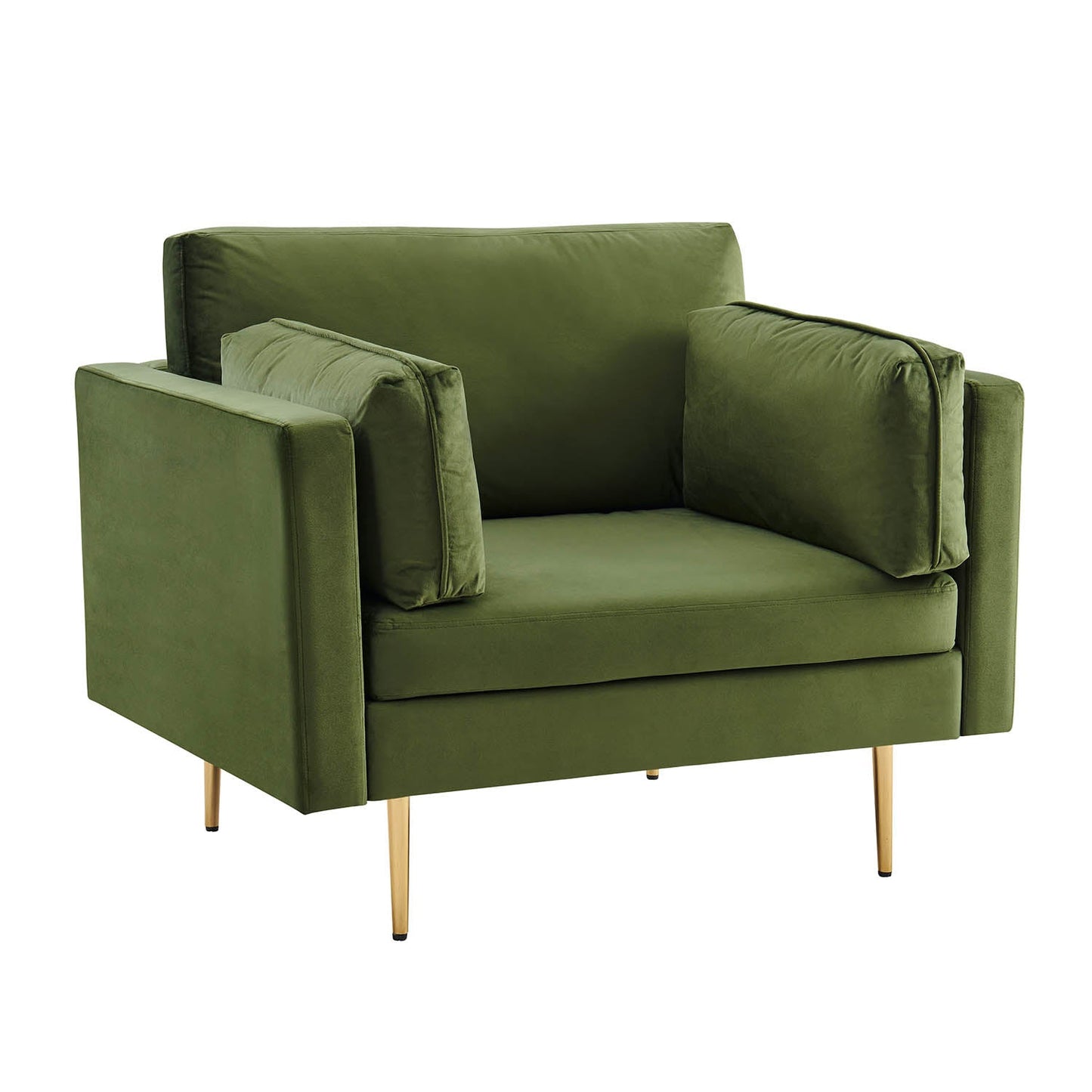 Fauteuil en velours vert mousse Pelham