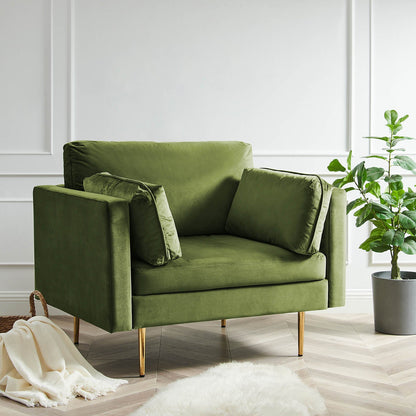 Fauteuil en velours vert mousse Pelham