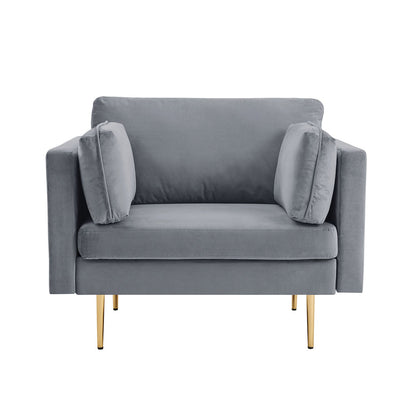 Fauteuil en velours gris Pelham