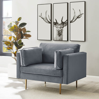 Fauteuil en velours gris Pelham