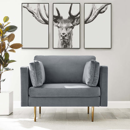 Fauteuil en velours gris Pelham