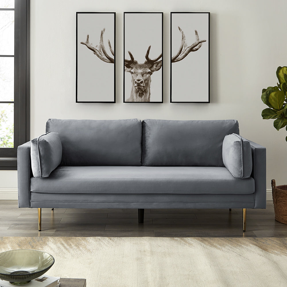 Canapé en velours gris Pelham