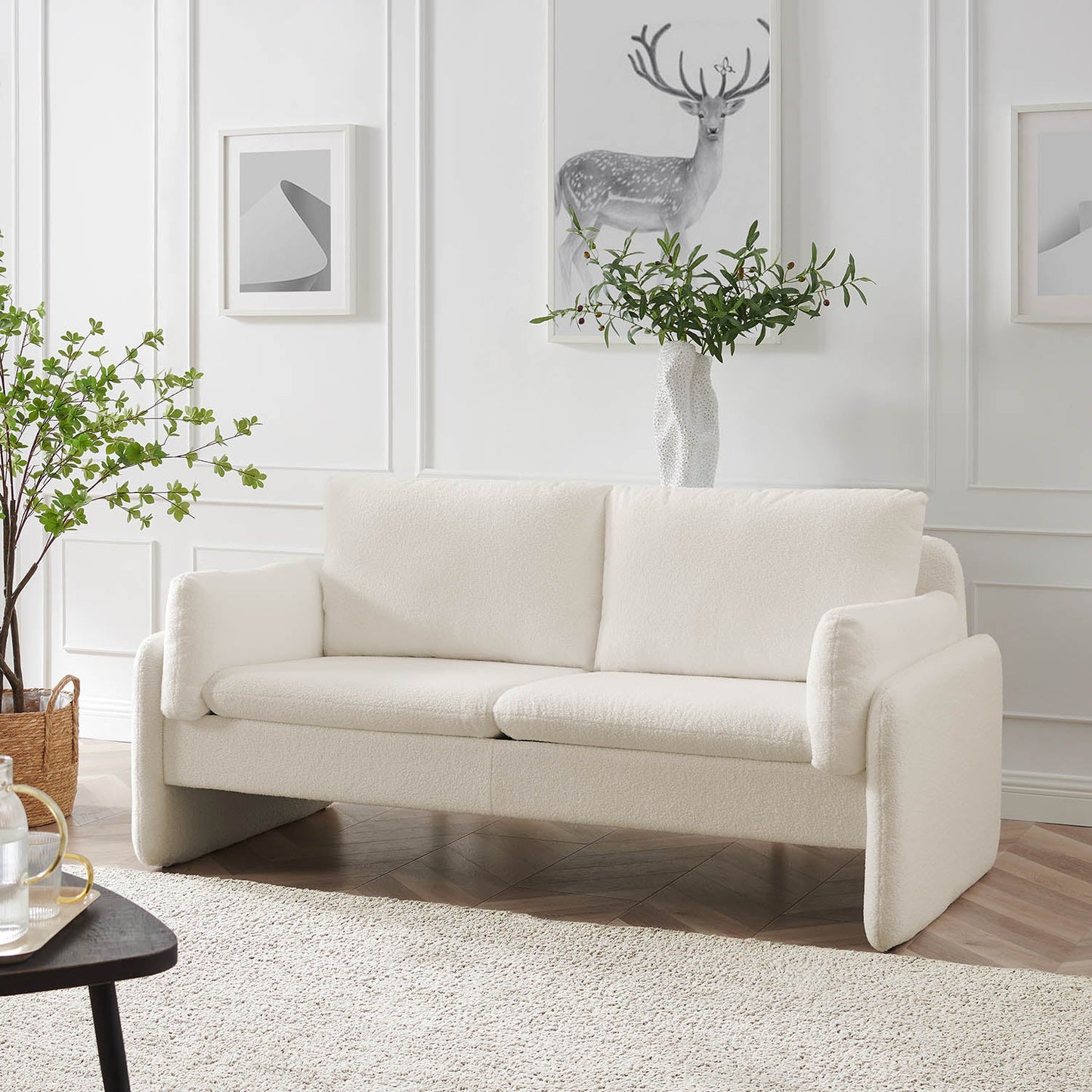 Canapé Clapham 2 places écru boucle