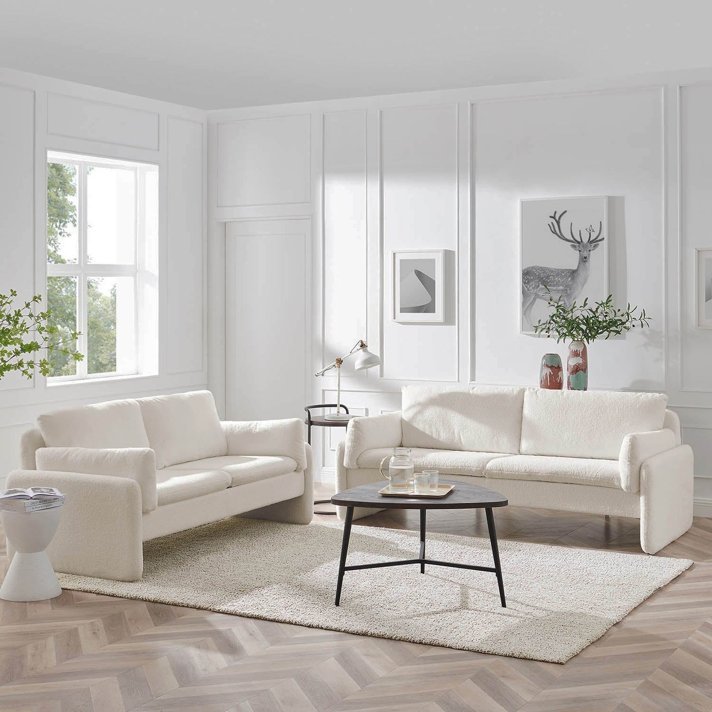 Canapé Clapham 2 places écru boucle