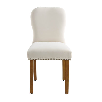 Ensemble de 2 chaises de salle à manger Stanway en velours champagne