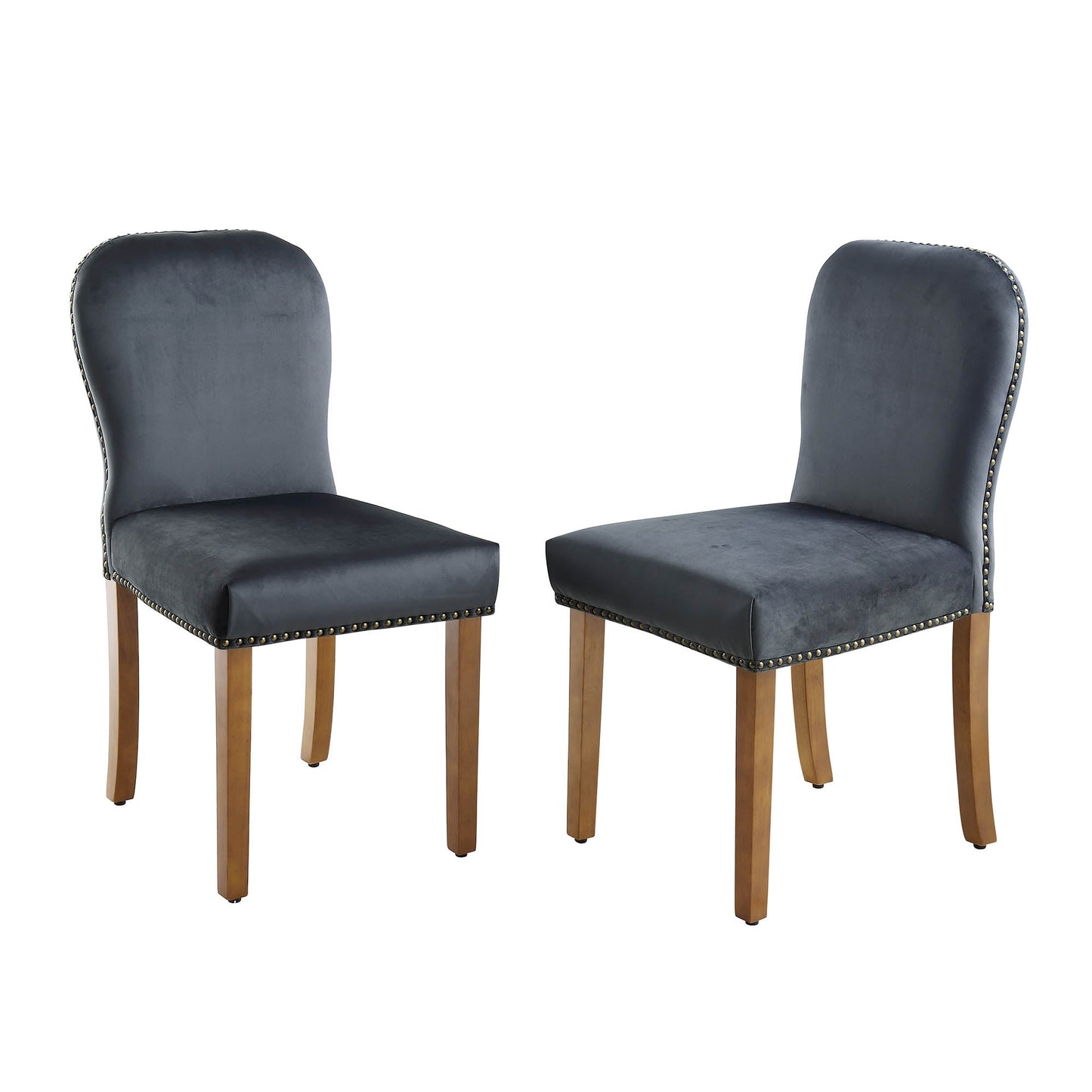 Ensemble de 2 chaises de salle à manger en velours gris Stanway