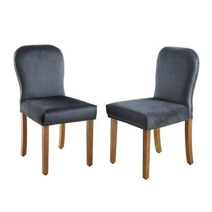 Ensemble de 2 chaises de salle à manger en velours gris Stanway