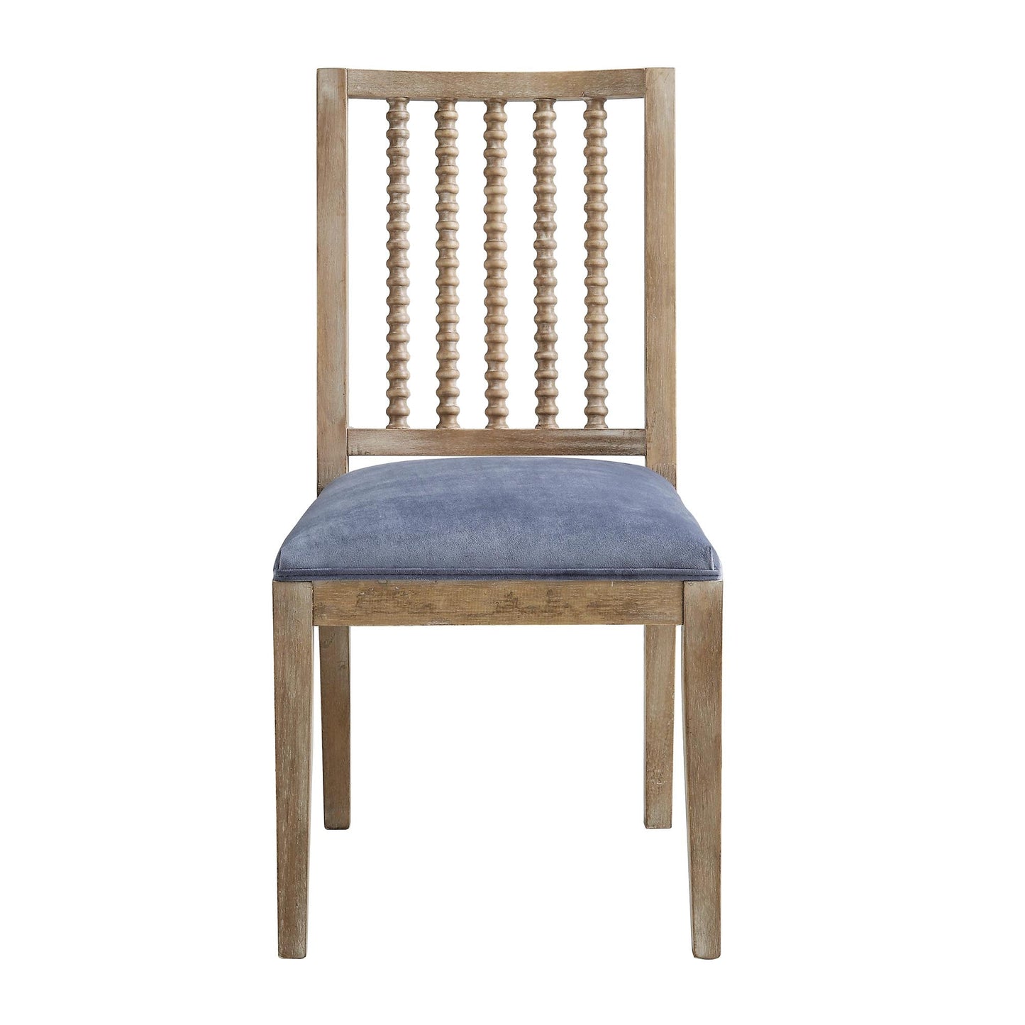 Ensemble de 2 chaises de salle à manger Hemingford en velours bleu gris avec fuseau