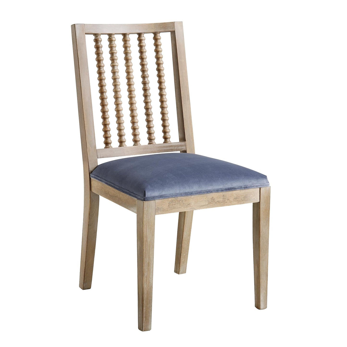 Ensemble de 2 chaises de salle à manger Hemingford en velours bleu gris avec fuseau