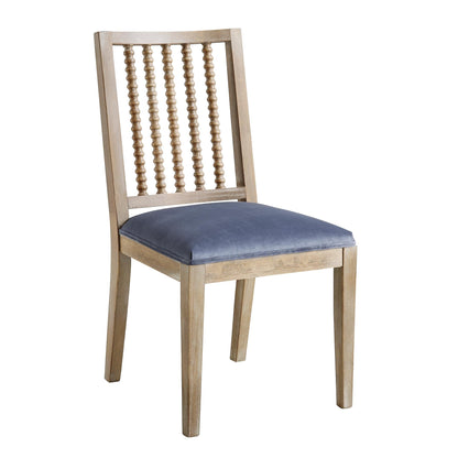 Ensemble de 2 chaises de salle à manger Hemingford en velours bleu gris avec fuseau