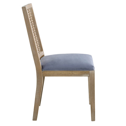 Ensemble de 2 chaises de salle à manger Hemingford en velours bleu gris avec fuseau