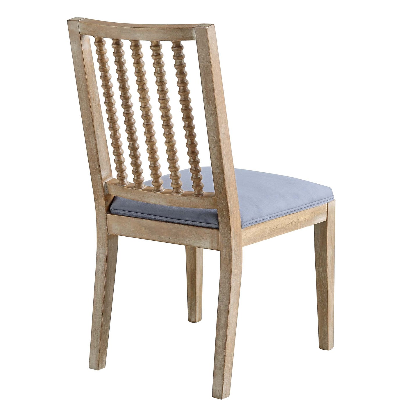 Ensemble de 2 chaises de salle à manger Hemingford en velours bleu gris avec fuseau