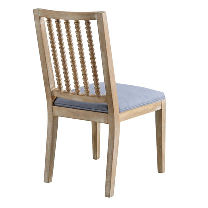 Ensemble de 2 chaises de salle à manger Hemingford en velours bleu gris avec fuseau