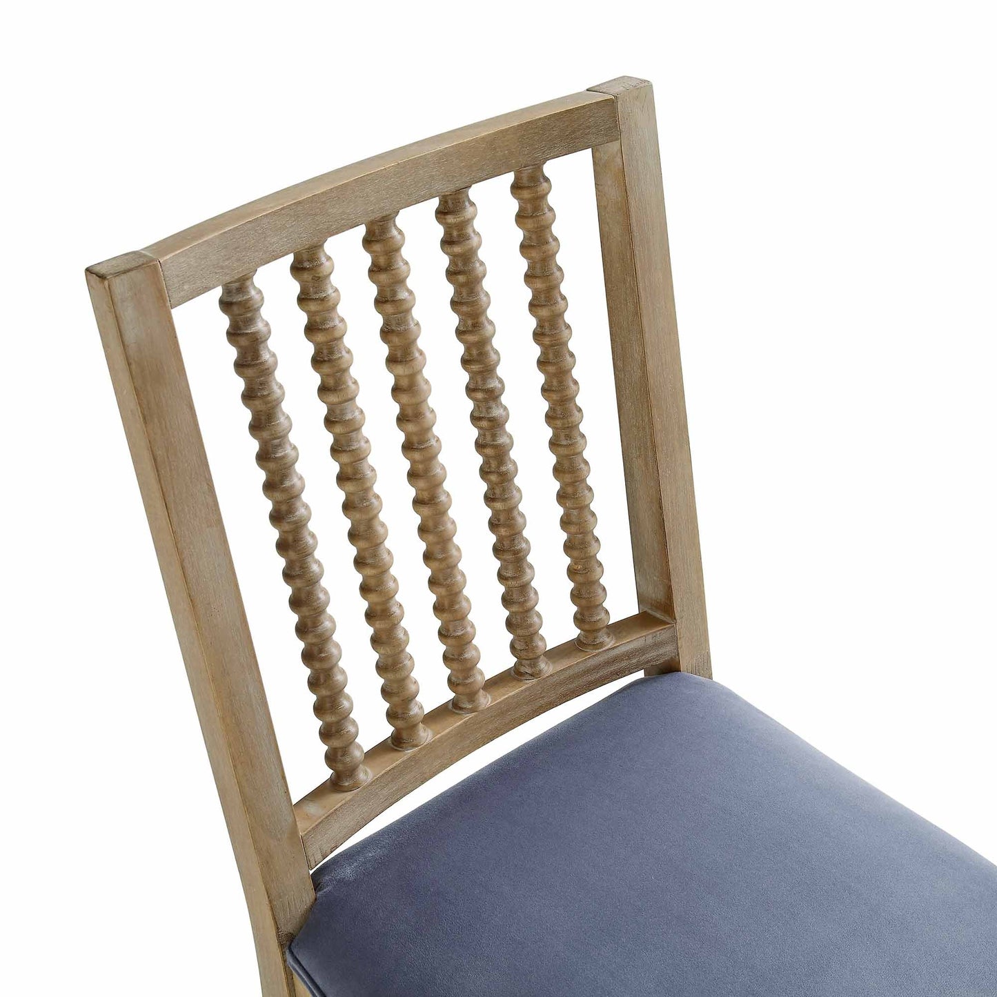 Ensemble de 2 chaises de salle à manger Hemingford en velours bleu gris avec fuseau