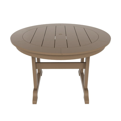Ensemble de salle à manger d'extérieur Polytrends Laguna en PEHD résistant aux intempéries, avec table ronde et fauteuils (ensemble de 5 pièces)