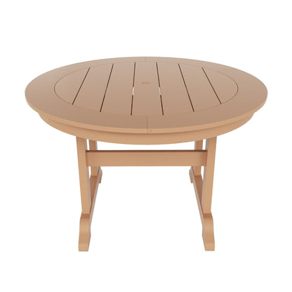 Ensemble de salle à manger d'extérieur Polytrends Laguna en PEHD résistant aux intempéries, avec table ronde et fauteuils (ensemble de 5 pièces)