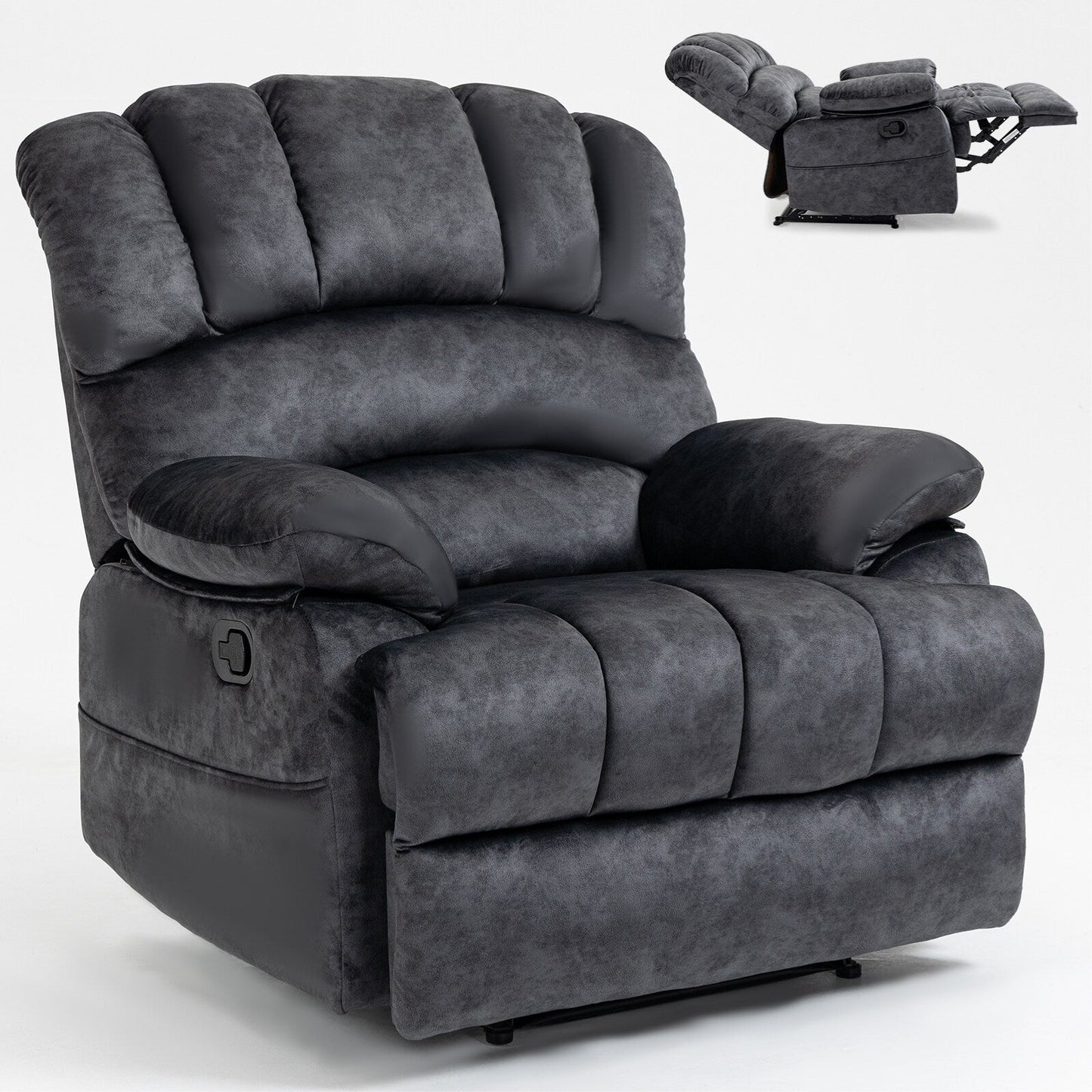 Grand fauteuil inclinable manuel pour adulte, canapé inclinable confortable en tissu, fauteuil inclinable rembourré pour salon