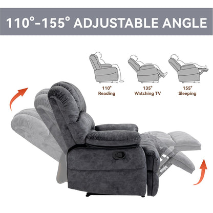 Grand fauteuil inclinable manuel pour adulte, canapé inclinable confortable en tissu, fauteuil inclinable rembourré pour salon