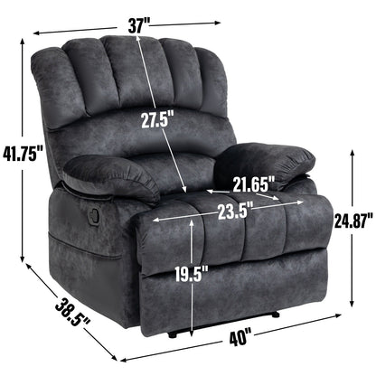 Grand fauteuil inclinable manuel pour adulte, canapé inclinable confortable en tissu, fauteuil inclinable rembourré pour salon