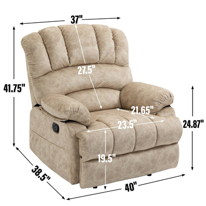 Grand fauteuil inclinable manuel pour adulte, canapé inclinable confortable en tissu, fauteuil inclinable rembourré pour salon
