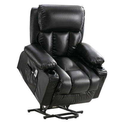 Grand fauteuil releveur électrique inclinable avec fonction chauffante et massage 8 points - Télécommande, port USB