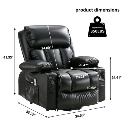 Grand fauteuil releveur électrique inclinable avec fonction chauffante et massage 8 points - Télécommande, port USB