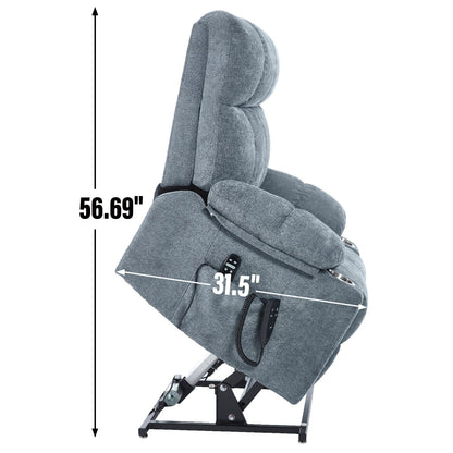 Fauteuil inclinable électrique Lazy Boy à double moteur en chenille avec fonction massage et chauffage lombaire, deux porte-gobelets, gris-bleu