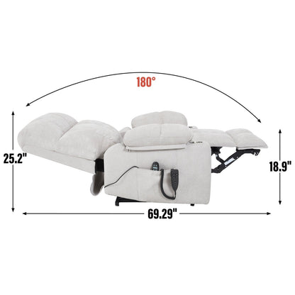 Fauteuil inclinable électrique Lazy Boy à double moteur en chenille avec fonction massage et chauffage lombaire, deux porte-gobelets, gris-bleu