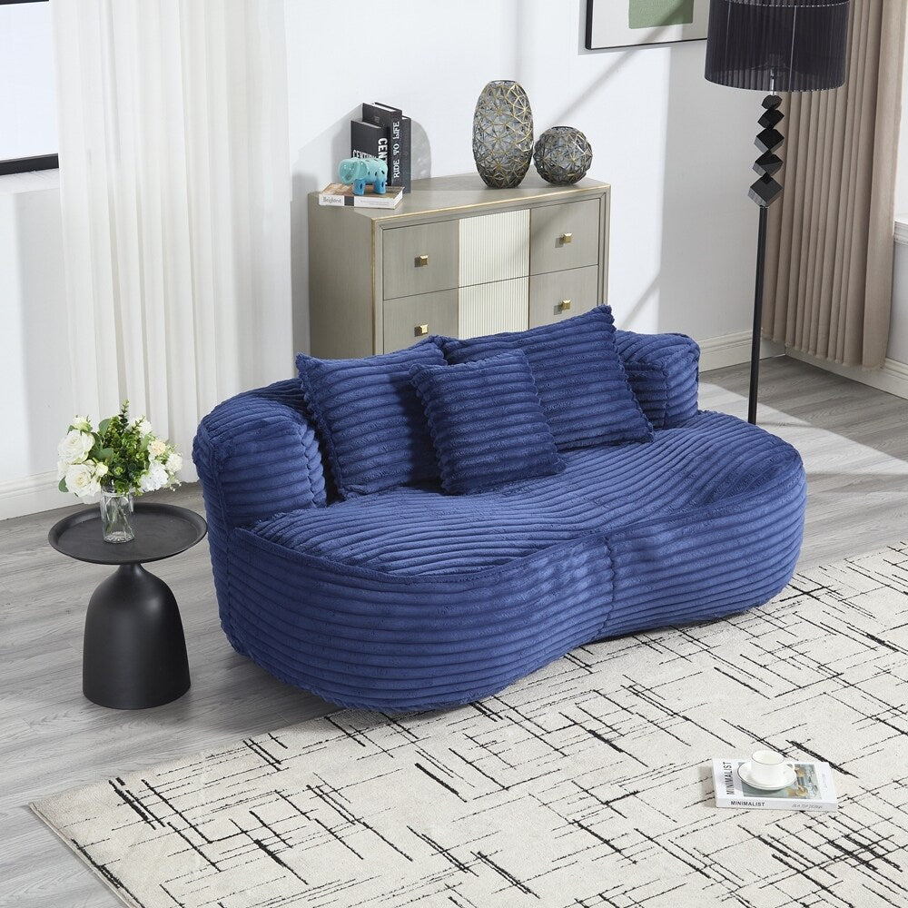 Fauteuil pouf Lazy Sofa, confortable et résistant, avec dossier haut, pour adultes et enfants - 2 places