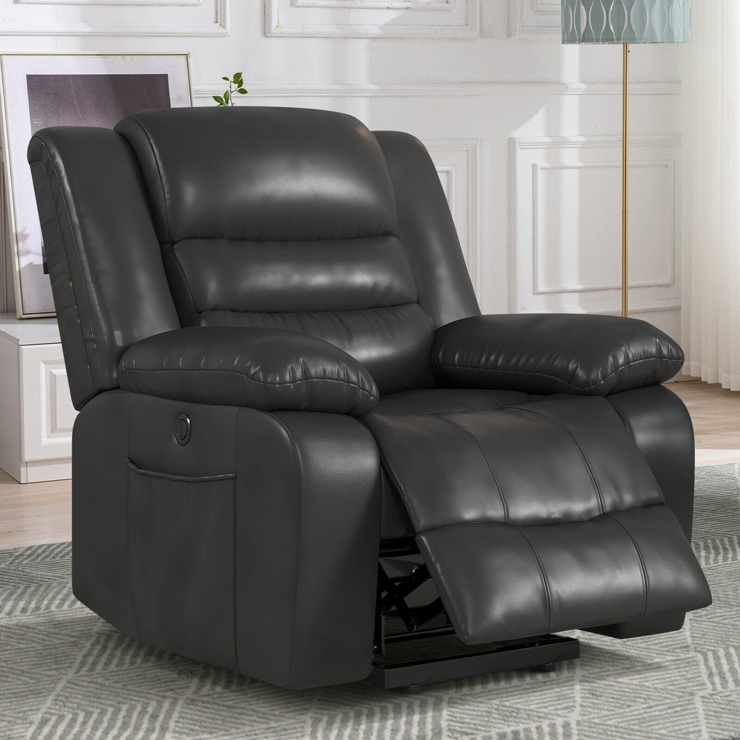 Fauteuil releveur en cuir à double moteur, fauteuils inclinables électriques surdimensionnés avec fonction massage et chauffage électrique